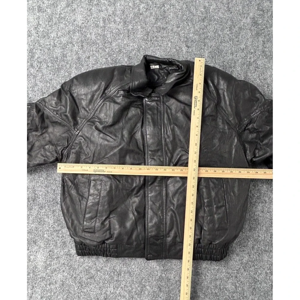 Vintage Vilanto Authentic Leatherwear Black Bomber Jacket Mens Size‎ L NEW